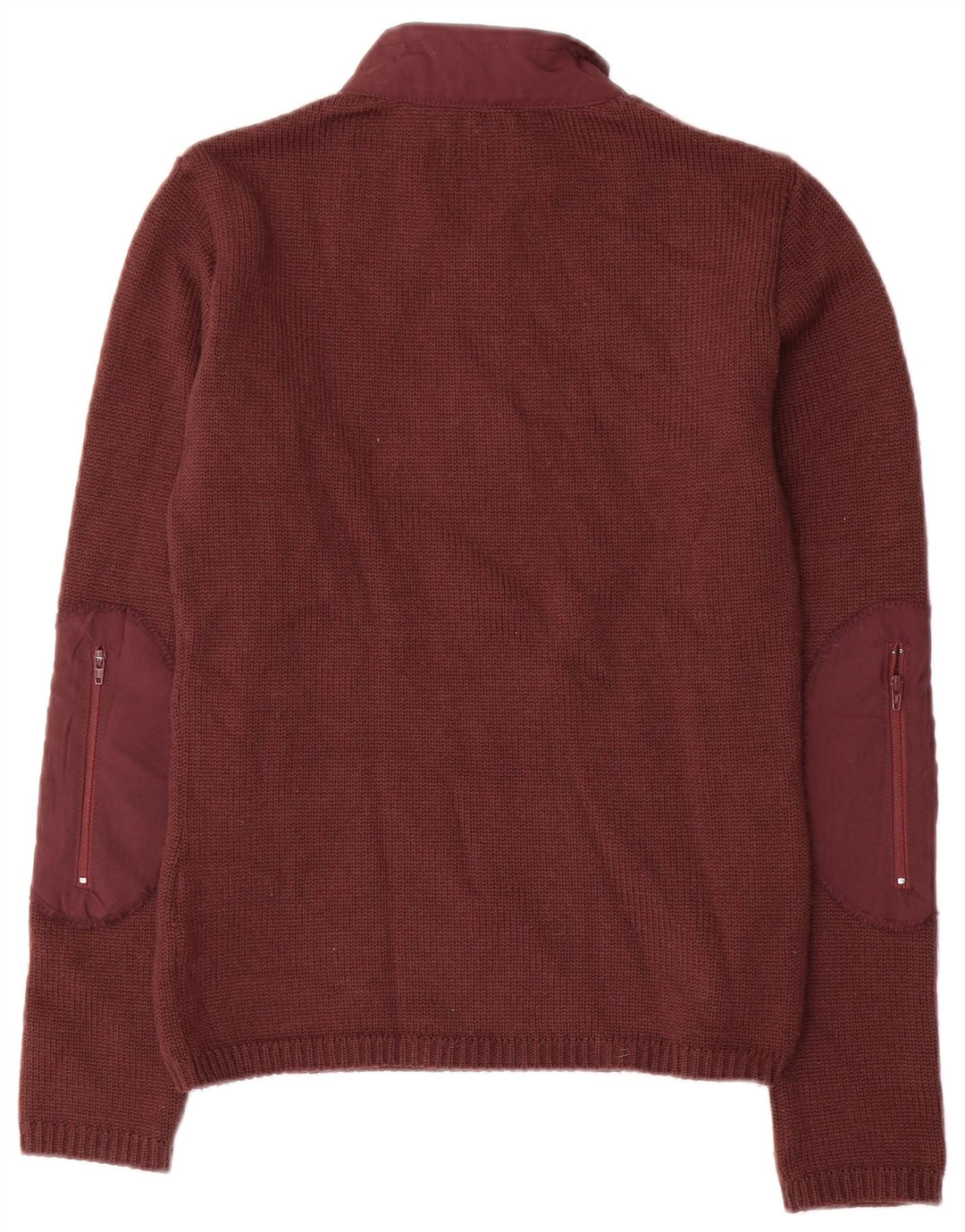 FILA Womens Zip Neck Jumper Sweater UK 12 Medium Maroon Wool