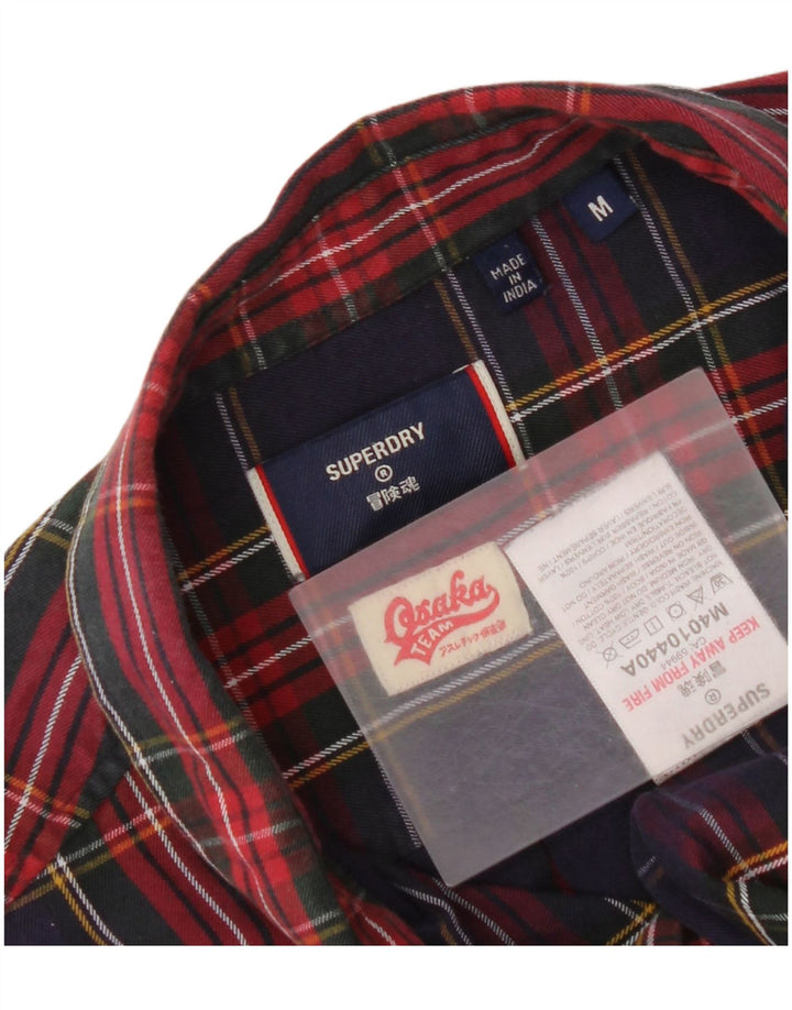 Superdry Mens Flannel Shirt Medium Navy Blue Check Cotton