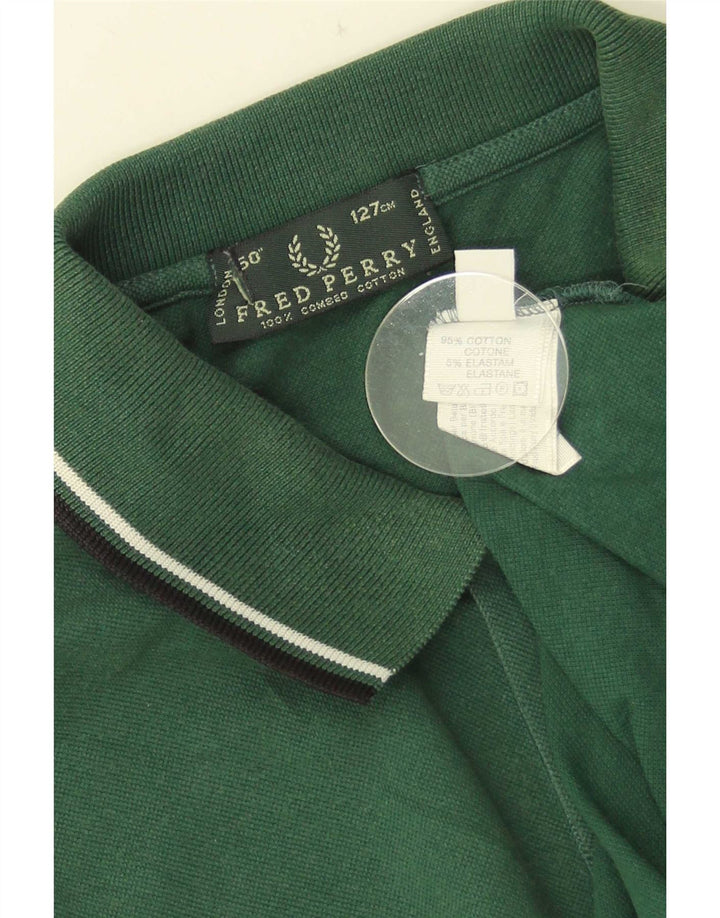 Fred Perry Mens Polo Shirt XL Green Striped Cotton