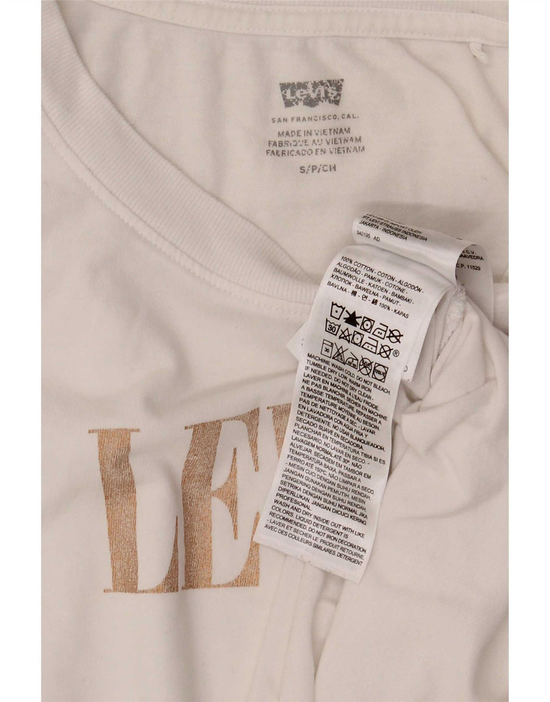 Levi's Womens Oversized Graphic T-Shirt Top UK 10 Small White Cotton