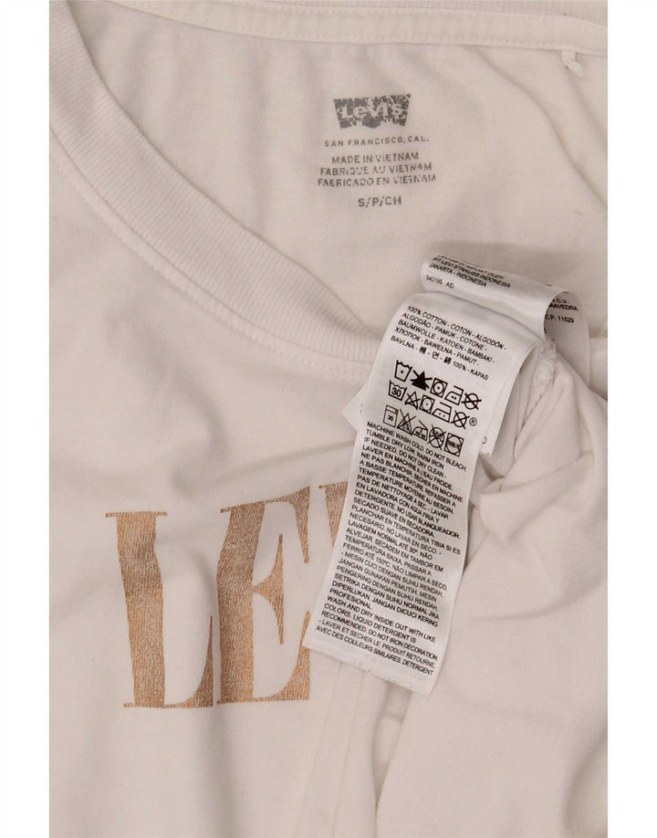Levi's Womens Oversized Graphic T-Shirt Top UK 10 Small White Cotton