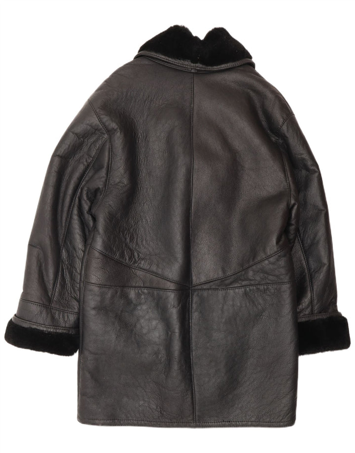 VINTAGE Womens Oversized Shearling Coat UK 16 Large Black