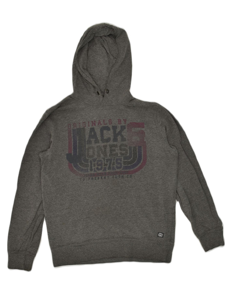 JACK & JONES Mens Graphic Hoodie Jumper Large Grey Cotton | Vintage Jack & Jones | Thrift | Second-Hand Jack & Jones | Used Clothing | Messina Hembry 