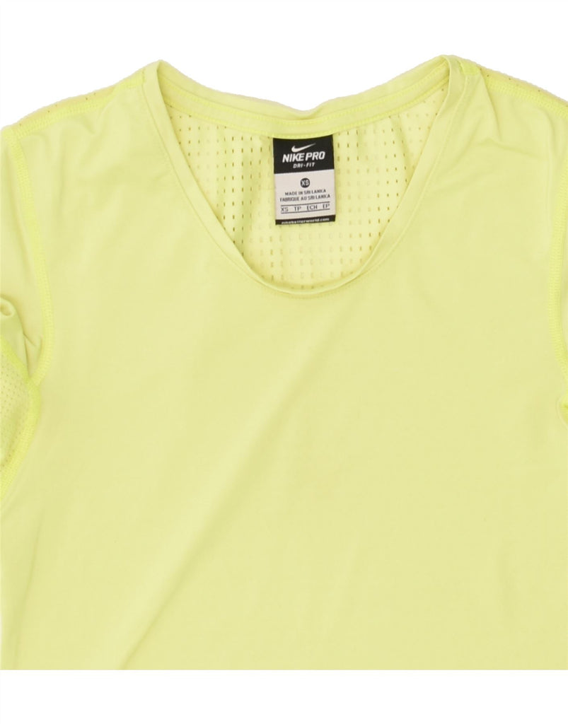 NIKE Womens Dri Fit T-Shirt Top UK 6 XS Yellow | Vintage Nike | Thrift | Second-Hand Nike | Used Clothing | Messina Hembry 
