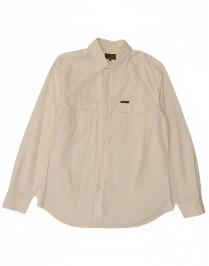 Calvin Klein Mens Shirt XL Off White Cotton