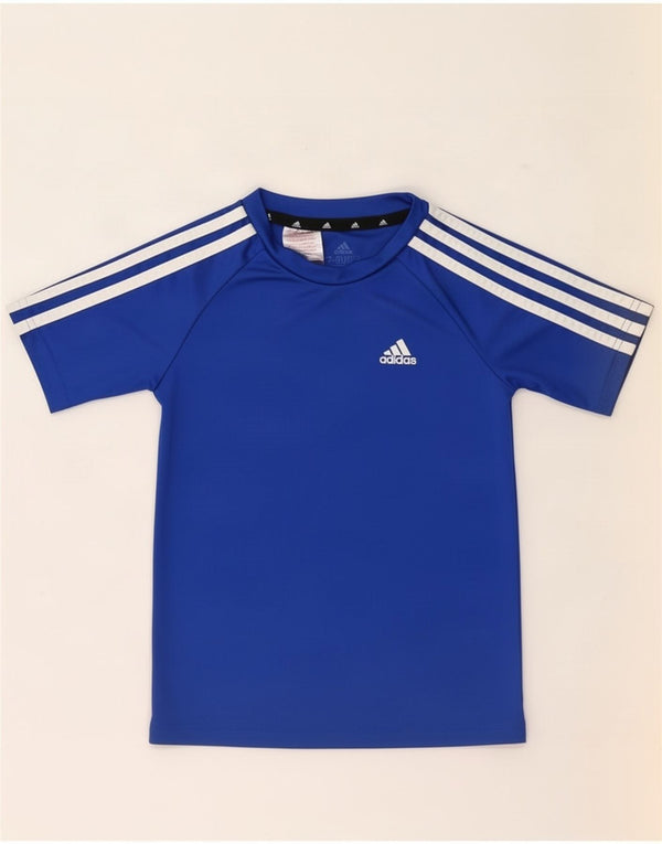 Adidas Boys Aeroready T-Shirt Top 7-8 Years Blue Polyester