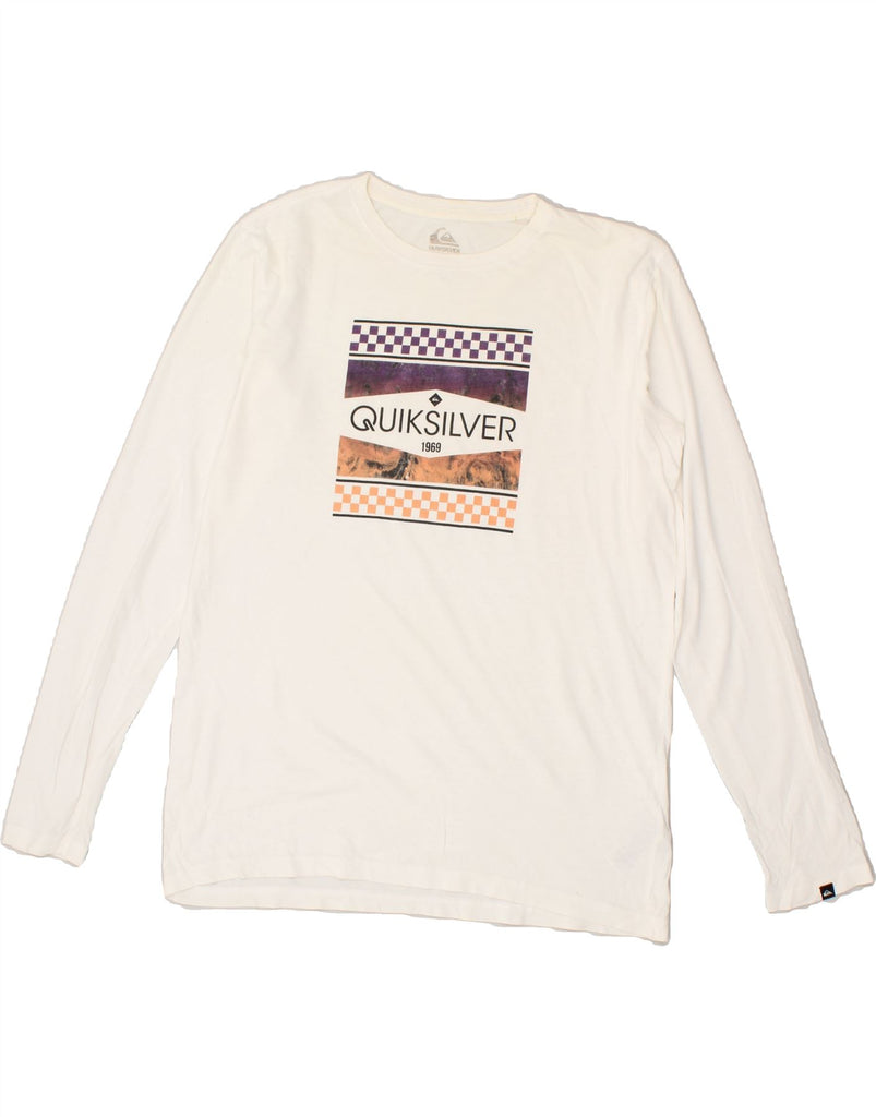 QUIKSILVER Boys Graphic Top Long Sleeve 15-16 Years White Cotton | Vintage Quiksilver | Thrift | Second-Hand Quiksilver | Used Clothing | Messina Hembry 