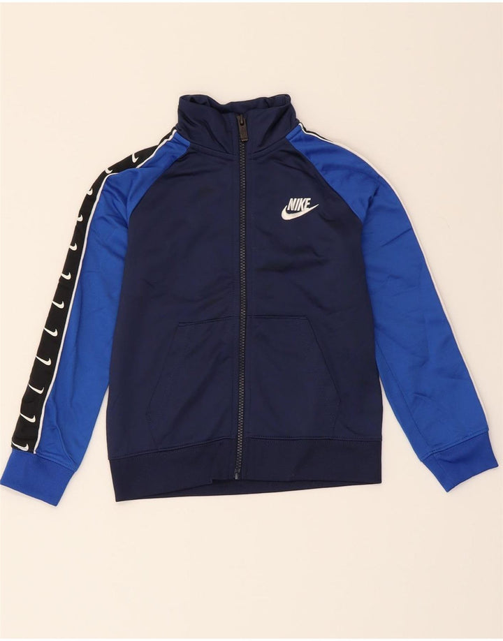 NIKE Boys Tracksuit Top Jacket 5-6 Years Medium Navy Blue Colourblock Vintage Nike and Second-Hand Nike from Messina Hembry 