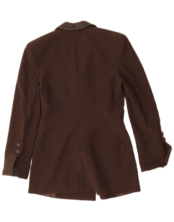Caloma Womens Longline Blazer Jacket IT 44 Medium Brown Geometric