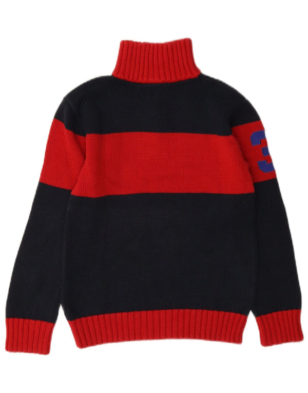 Polo Ralph Lauren Boys Zip Neck Jumper Sweater 7-8 Years Small Navy Blue