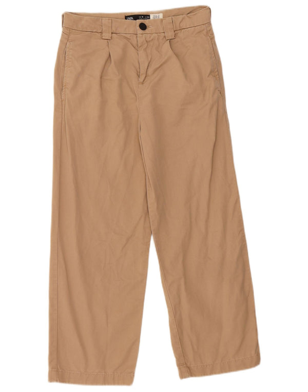 Zara Boys Pegged Chino Trousers 9-10 Years W25 L21 Beige Lyocell