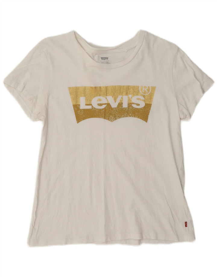 Levi's Womens Graphic T-Shirt Top UK 14 Medium White