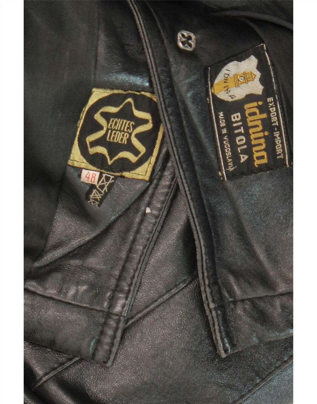 Vintage Mens Leather Jacket IT 48 Medium Black Leather