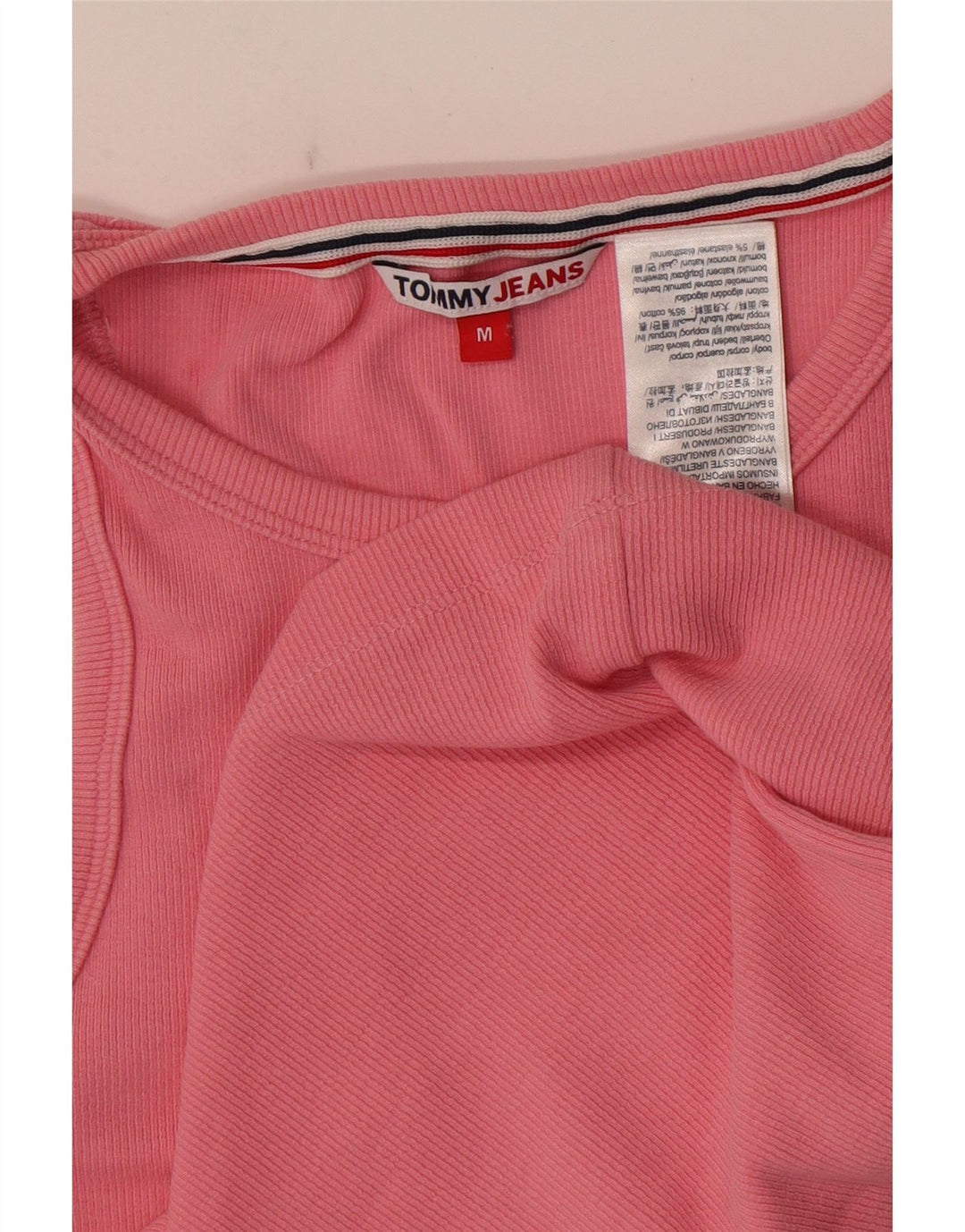 Tommy Hilfiger Womens Crop Vest Top UK 12 Medium Pink Cotton