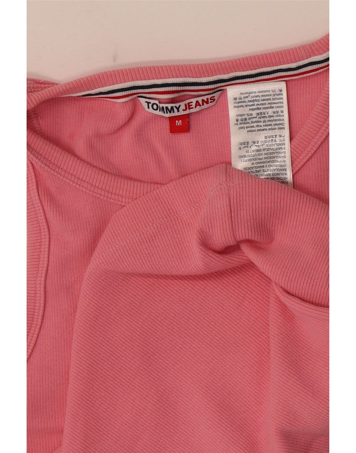 Tommy Hilfiger Womens Crop Vest Top UK 12 Medium Pink Cotton