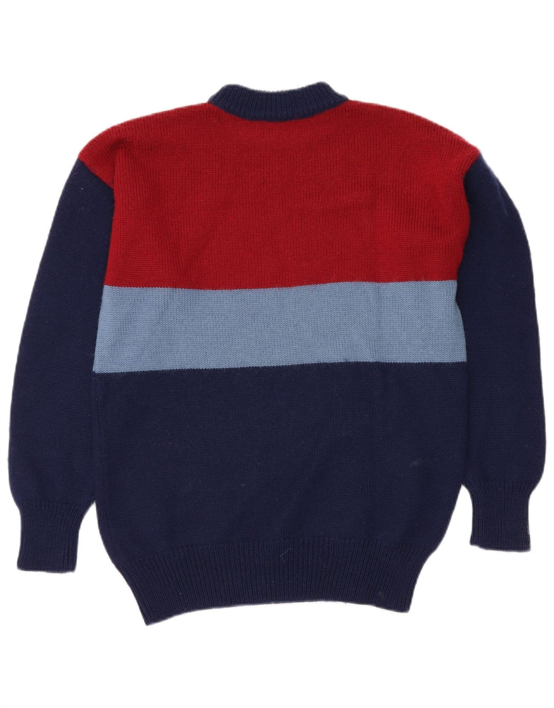 VINTAGE Mens Turtle Neck Jumper Sweater Medium Navy Blue Colourblock