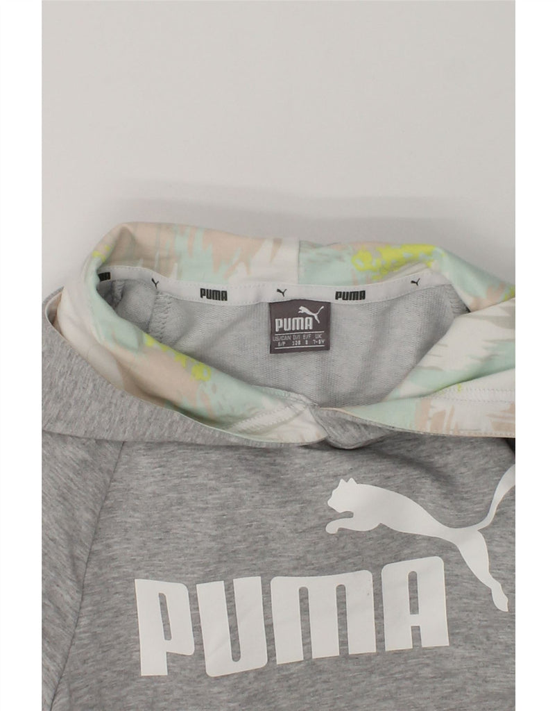 PUMA Girls Graphic Hoodie Jumper 7-8 Years Grey | Vintage Puma | Thrift | Second-Hand Puma | Used Clothing | Messina Hembry 