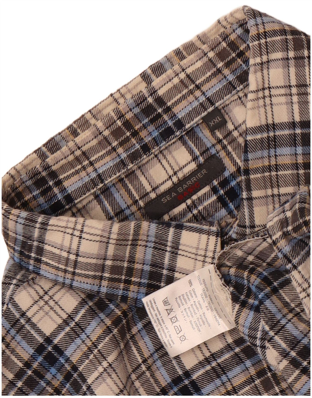 Sea Barrier Mens Flannel Shirt 2XL Grey Check Cotton