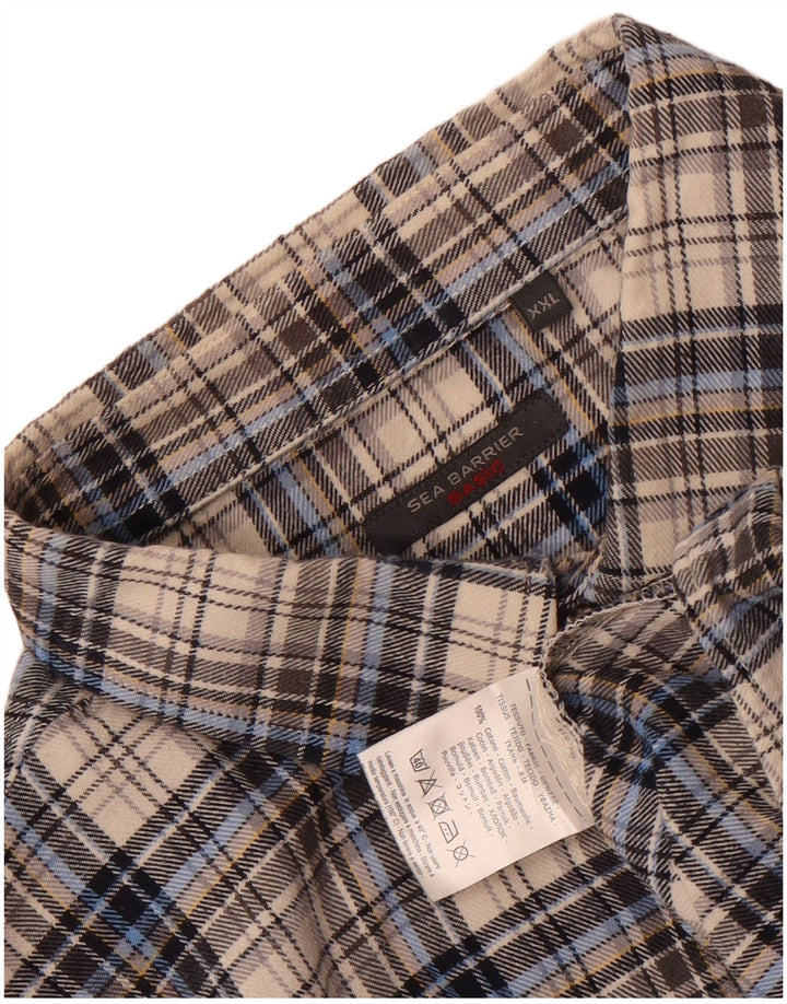Sea Barrier Mens Flannel Shirt 2XL Grey Check Cotton