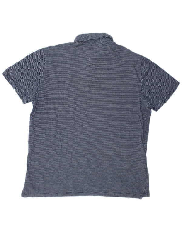 Gap Mens Polo Shirt Large Blue Striped Cotton