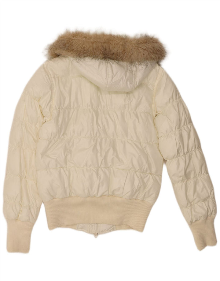Lee Womens Hooded Padded Jacket UK 6 XS White Polyamide