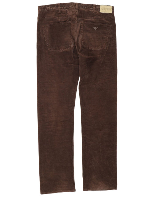 Armani Mens Regular Fit Corduroy Trousers W36 L34 Brown Cotton