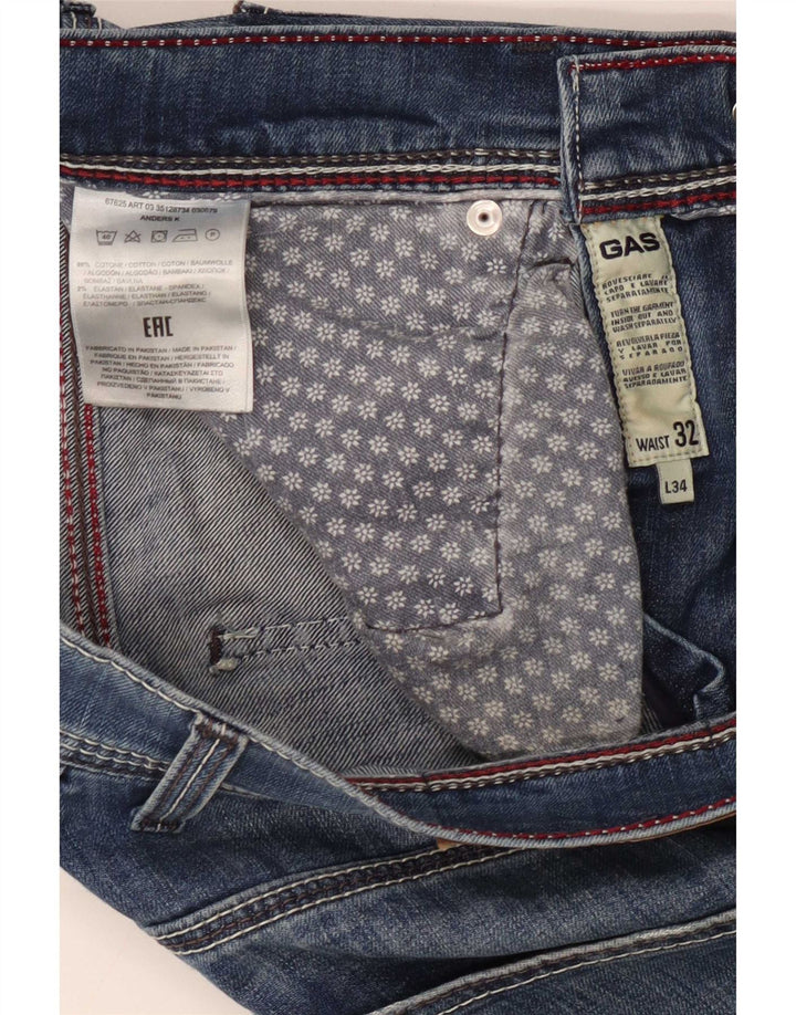 Gas Mens Slim Jeans W32 L34 Blue Cotton
