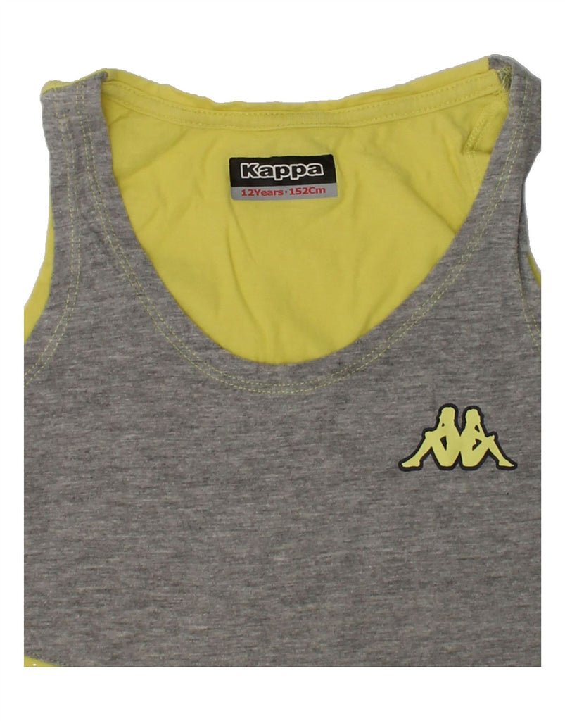 KAPPA Boys Graphic Vest Top 11-12 Years Yellow Colourblock Cotton | Vintage Kappa | Thrift | Second-Hand Kappa | Used Clothing | Messina Hembry 