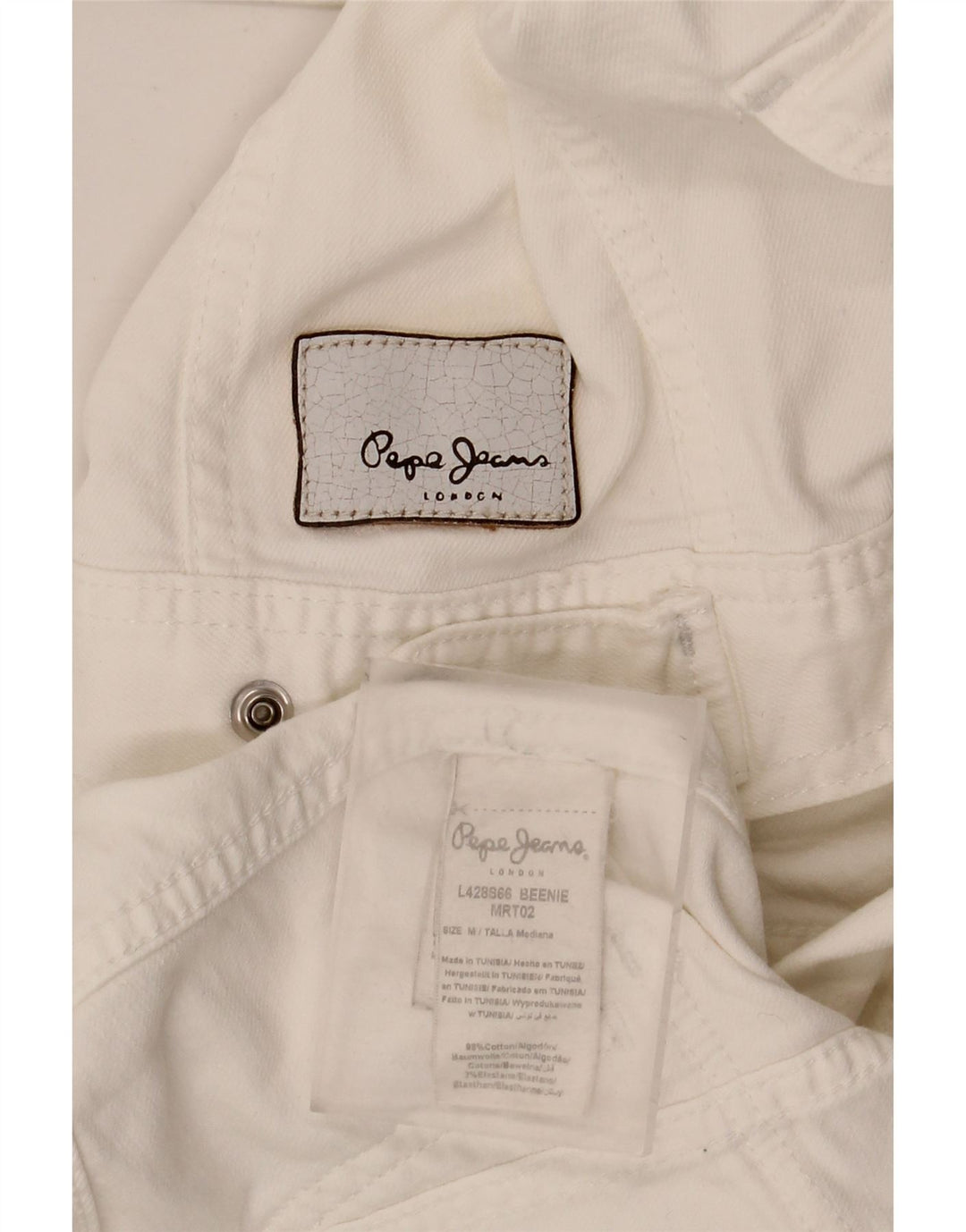 PEPE Jeans Womens Crop Denim Jacket UK 12 Medium White Cotton