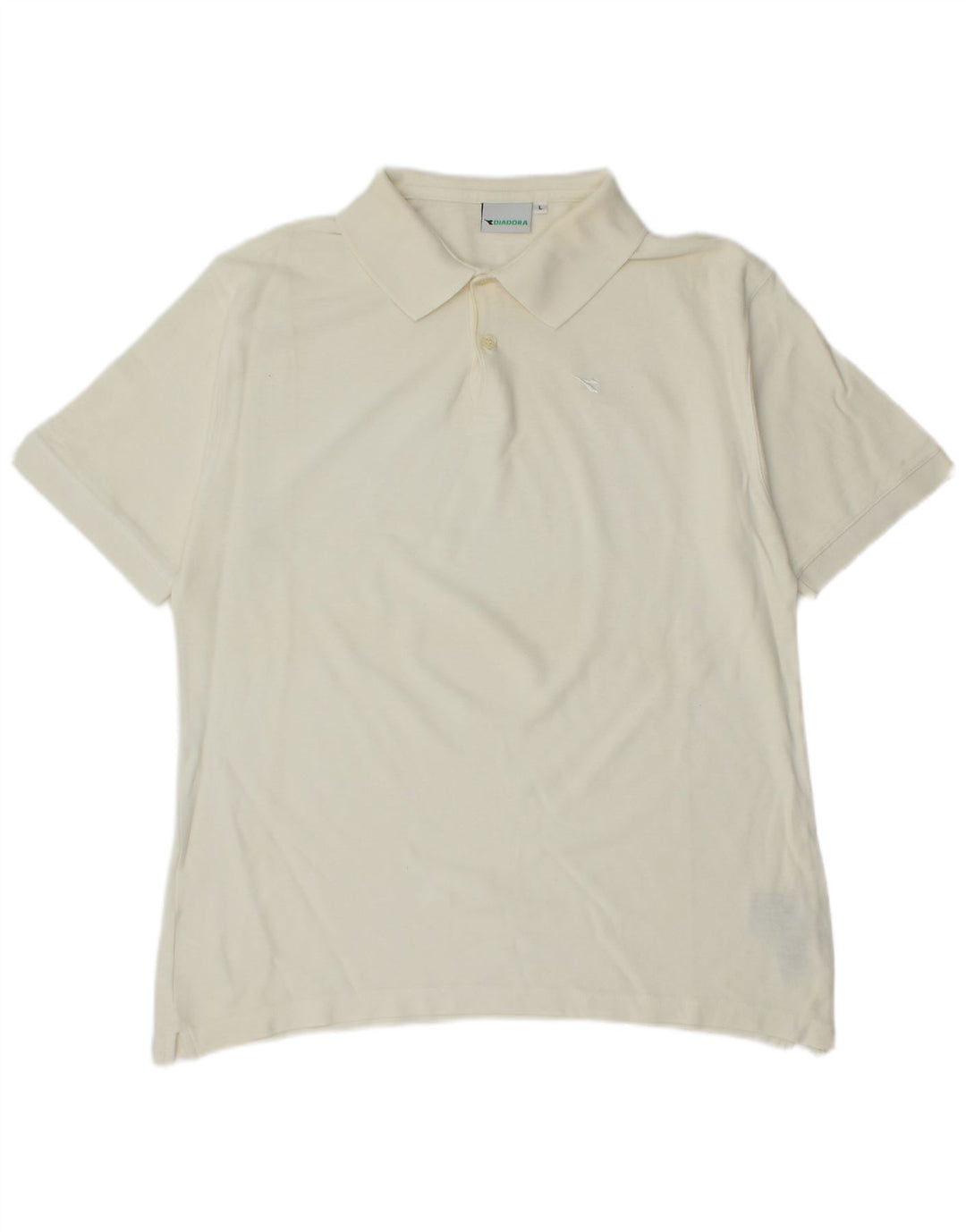 Diadora Mens Polo Shirt Large Off White Cotton