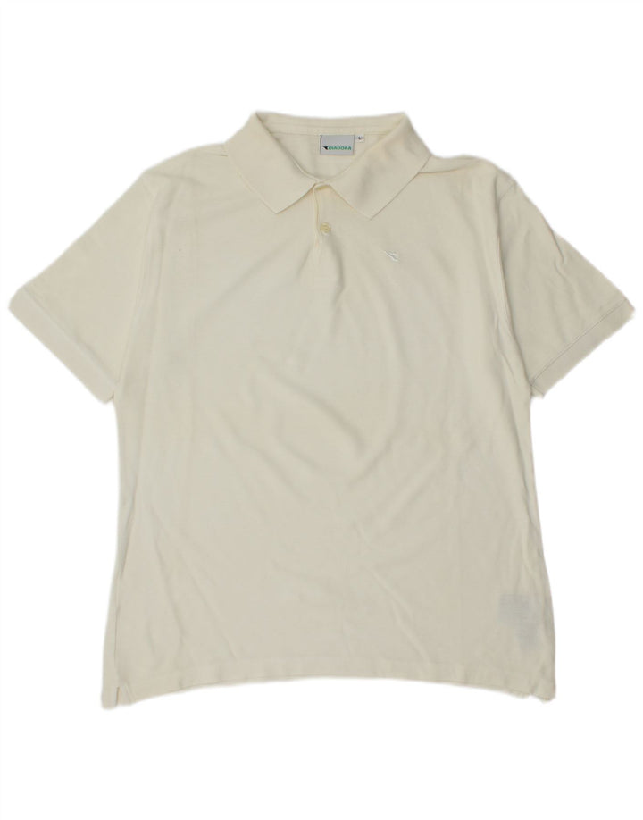 Diadora Mens Polo Shirt Large Off White Cotton