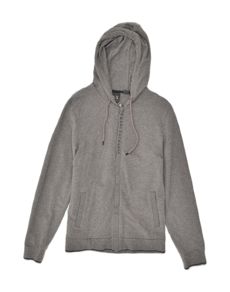 ARMANI EXCHANGE Mens Zip Hoodie Sweater UK 10 Small Grey Cotton | Vintage Armani Exchange | Thrift | Second-Hand Armani Exchange | Used Clothing | Messina Hembry 