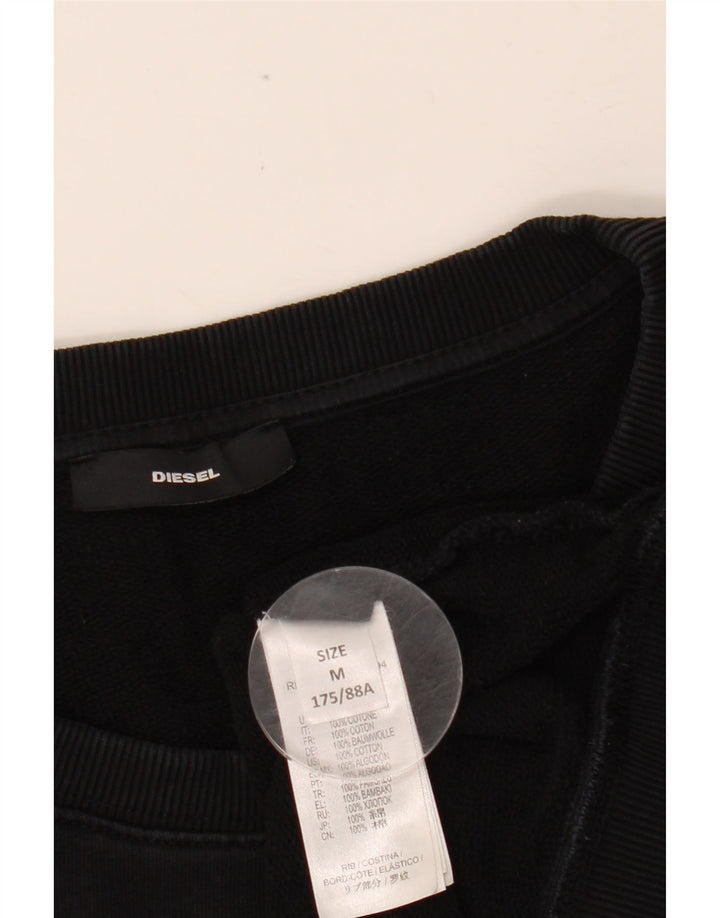 DIESEL Womens Graphic Sweatshirt Jumper UK 14 Medium Black Cotton