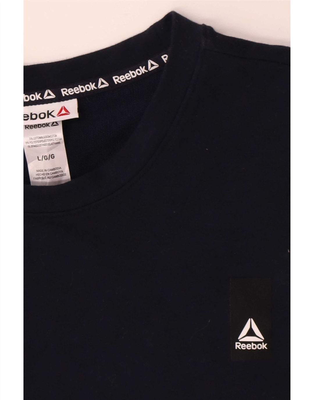 Reebok Mens Sweatshirt Jumper Large Navy Blue Cotton