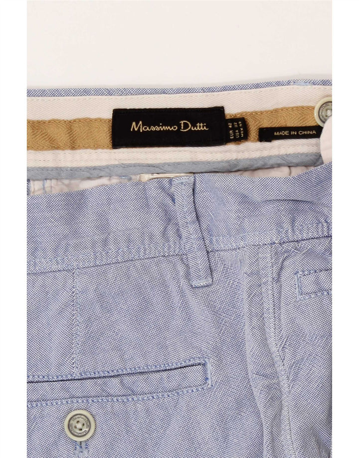 Massimo Dutti Mens Chino Shorts EU 42 Large W32 Blue Cotton