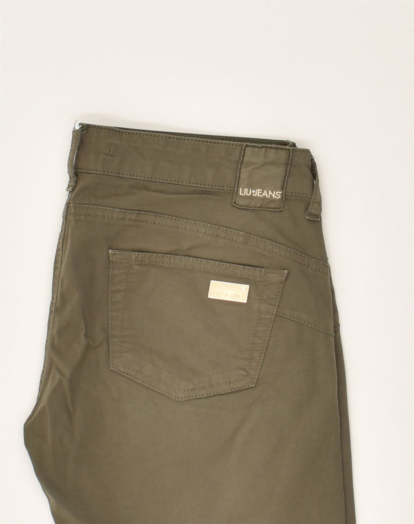 LIU JO Womens Straight Casual Trousers W28 L26  Khaki Cotton | Vintage Liu Jo | Thrift | Second-Hand Liu Jo | Used Clothing | Messina Hembry 