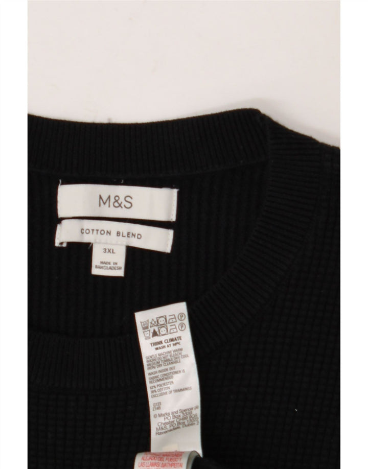 Marks & Spencer Mens Crew Neck Jumper Sweater 3XL Black Cotton