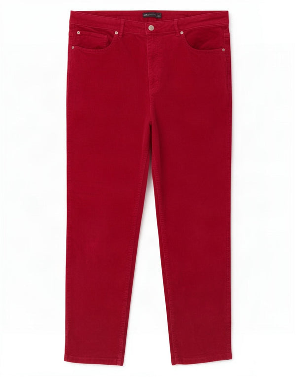 Marks & Spencer Womens Slim Corduroy Trousers UK 18 XL W34 L27 Pink Cotton
