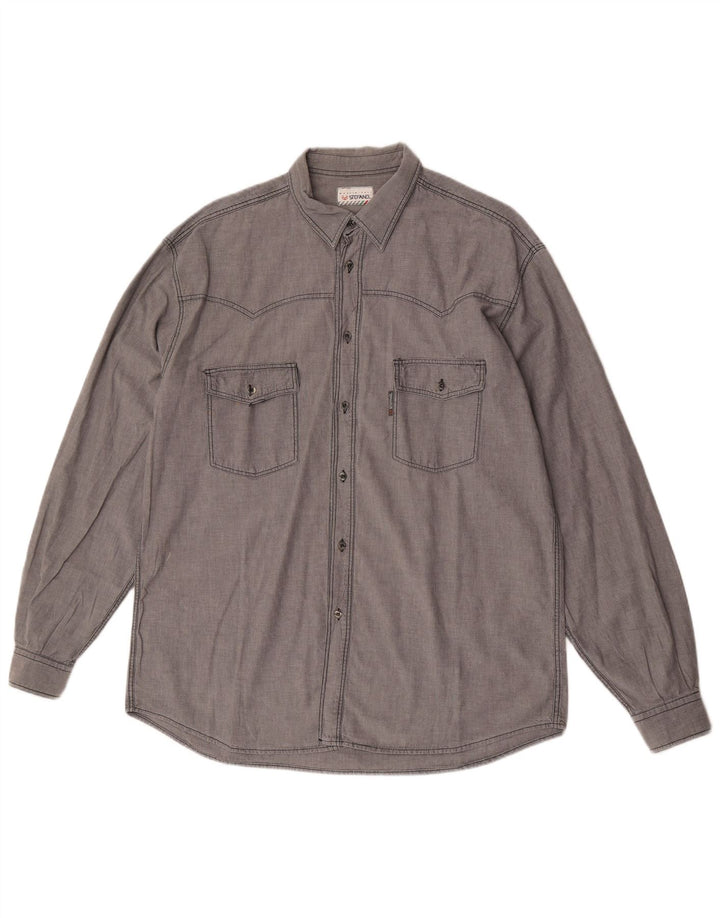 Stefanel Mens Shirt Large Grey Cotton