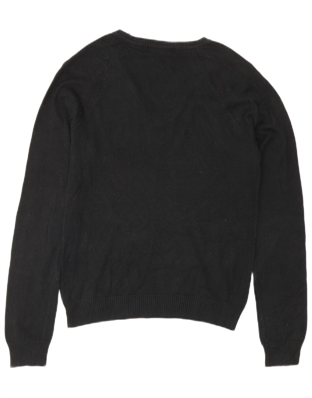 Zara Womens V-Neck Jumper Sweater UK 14 Large Black