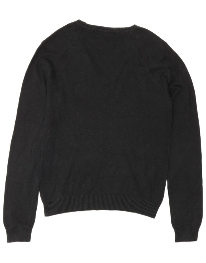 Zara Womens V-Neck Jumper Sweater UK 14 Large Black