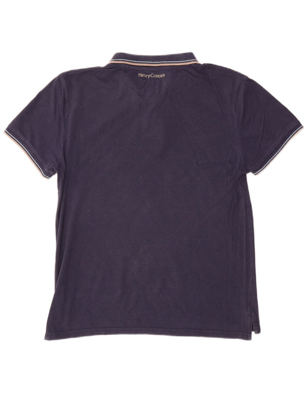 Henry Cottons Mens Polo Shirt Medium Navy Blue Cotton