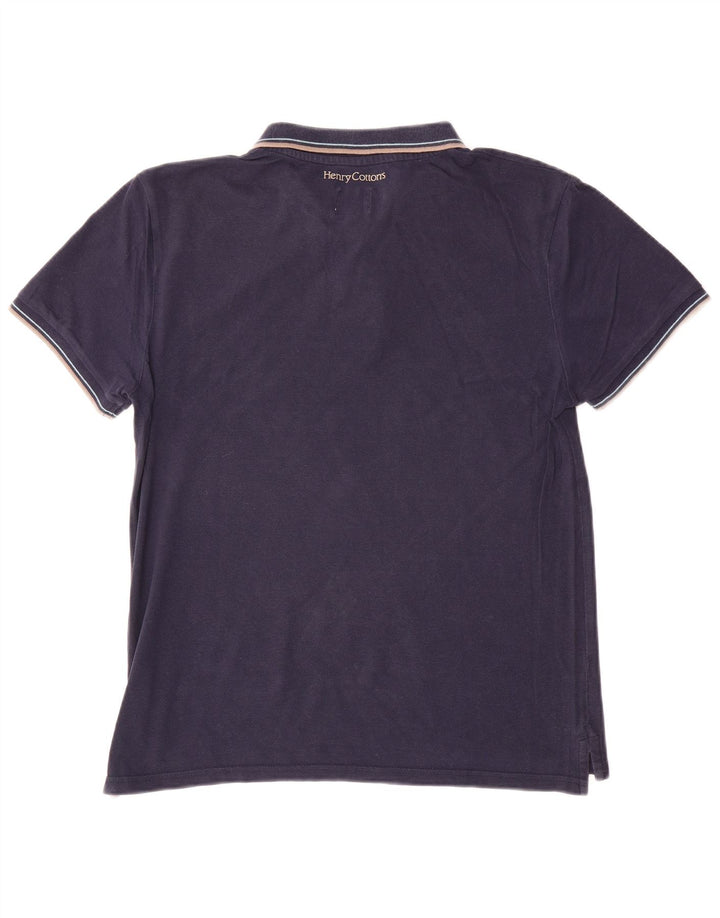 Henry Cottons Mens Polo Shirt Medium Navy Blue Cotton