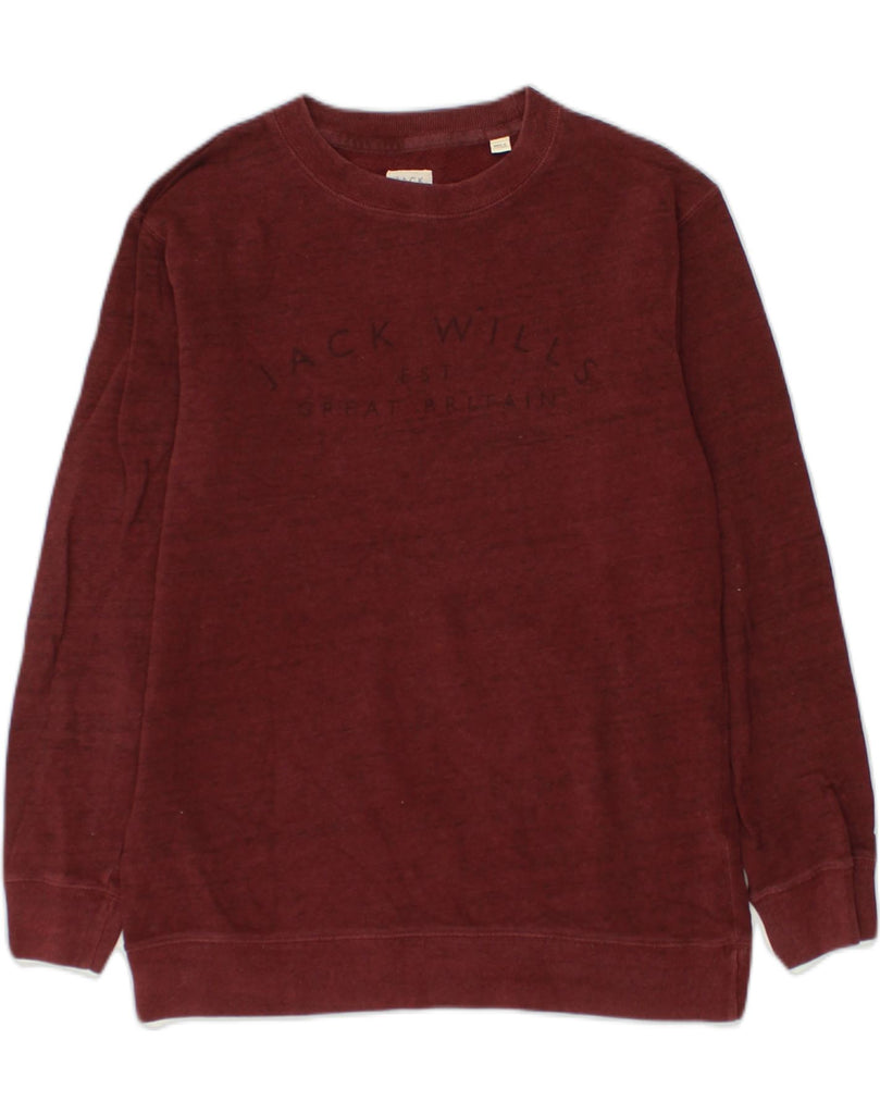 JACK WILLS Womens Oversized Graphic Sweatshirt Jumper UK 8 Small  Burgundy | Vintage Jack Wills | Thrift | Second-Hand Jack Wills | Used Clothing | Messina Hembry 