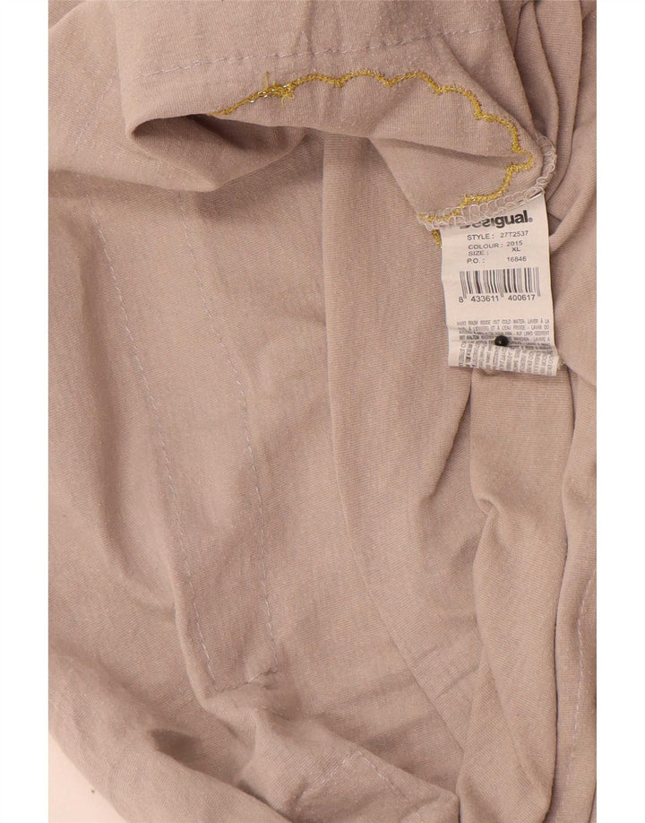 Desigual Womens Abstract Pattern Tunic Top UK 18 XL Beige Cotton
