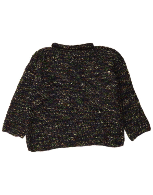 Vintage Womens Turtle Neck Jumper Sweater UK 14 Large Navy Blue Flecked