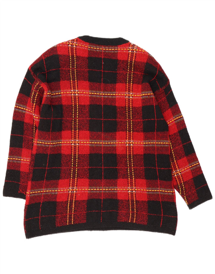 Marks & Spencer Womens Crew Neck Jumper Sweater UK 16 Large Red Check