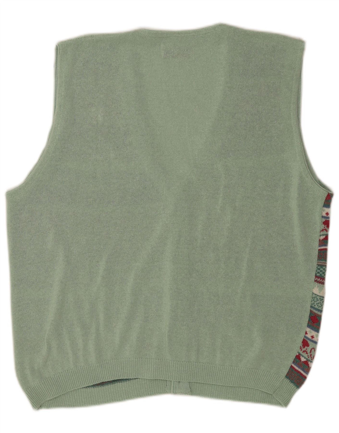 Vintage Mens Sleeveless Cardigan Sweater Medium Multicoloured Fair Isle