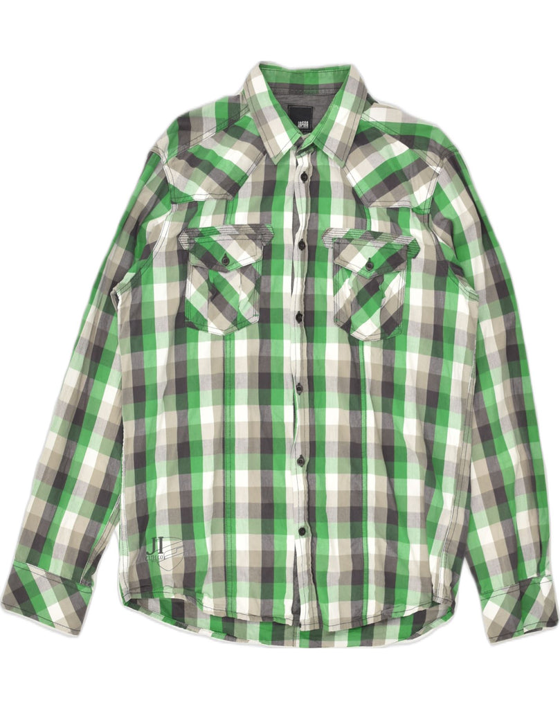 JACK & JONES Mens Shirt Large Green Check Cotton | Vintage Jack & Jones | Thrift | Second-Hand Jack & Jones | Used Clothing | Messina Hembry 