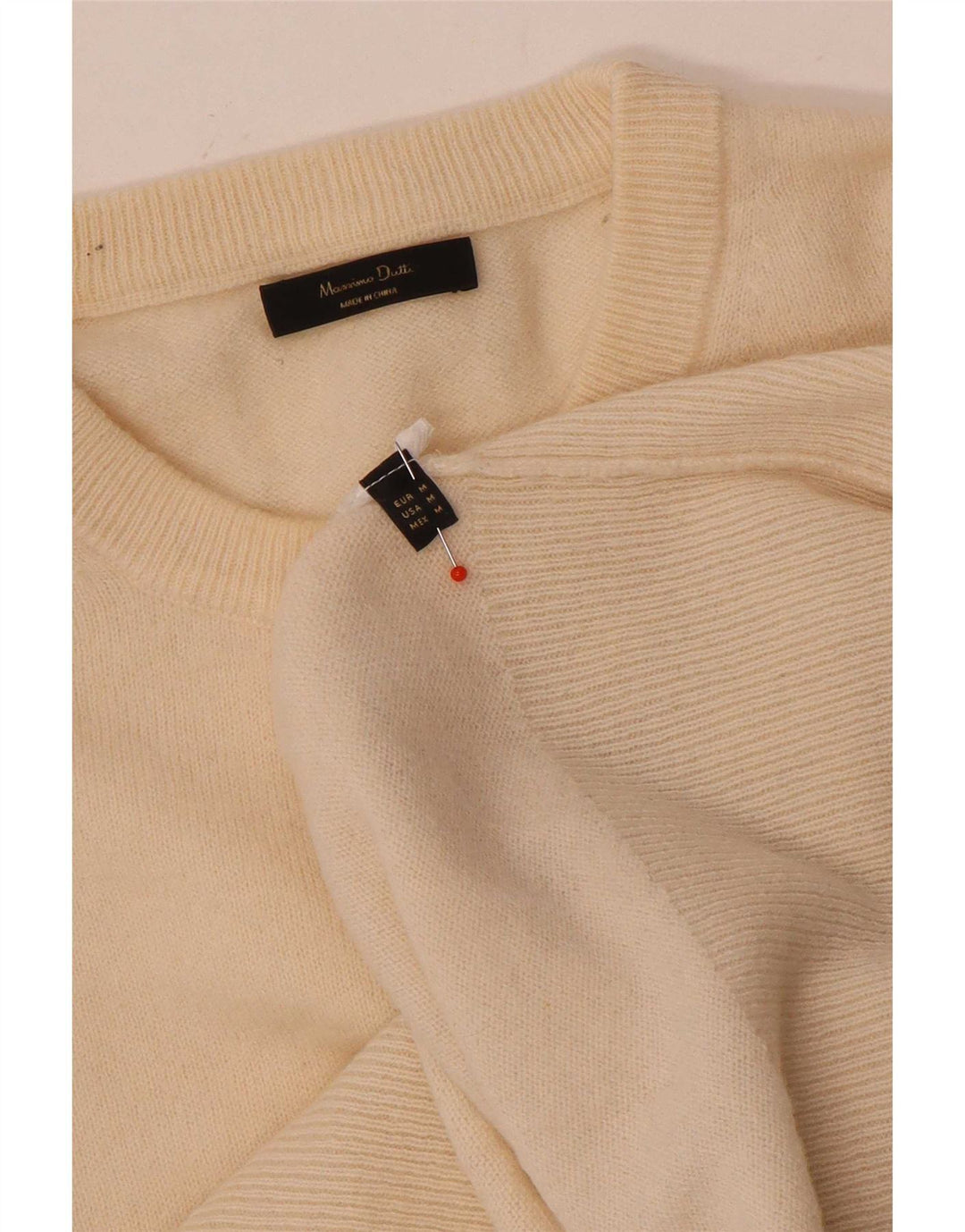 Massimo Dutti Womens Crew Neck Jumper Sweater UK 14 Medium Beige